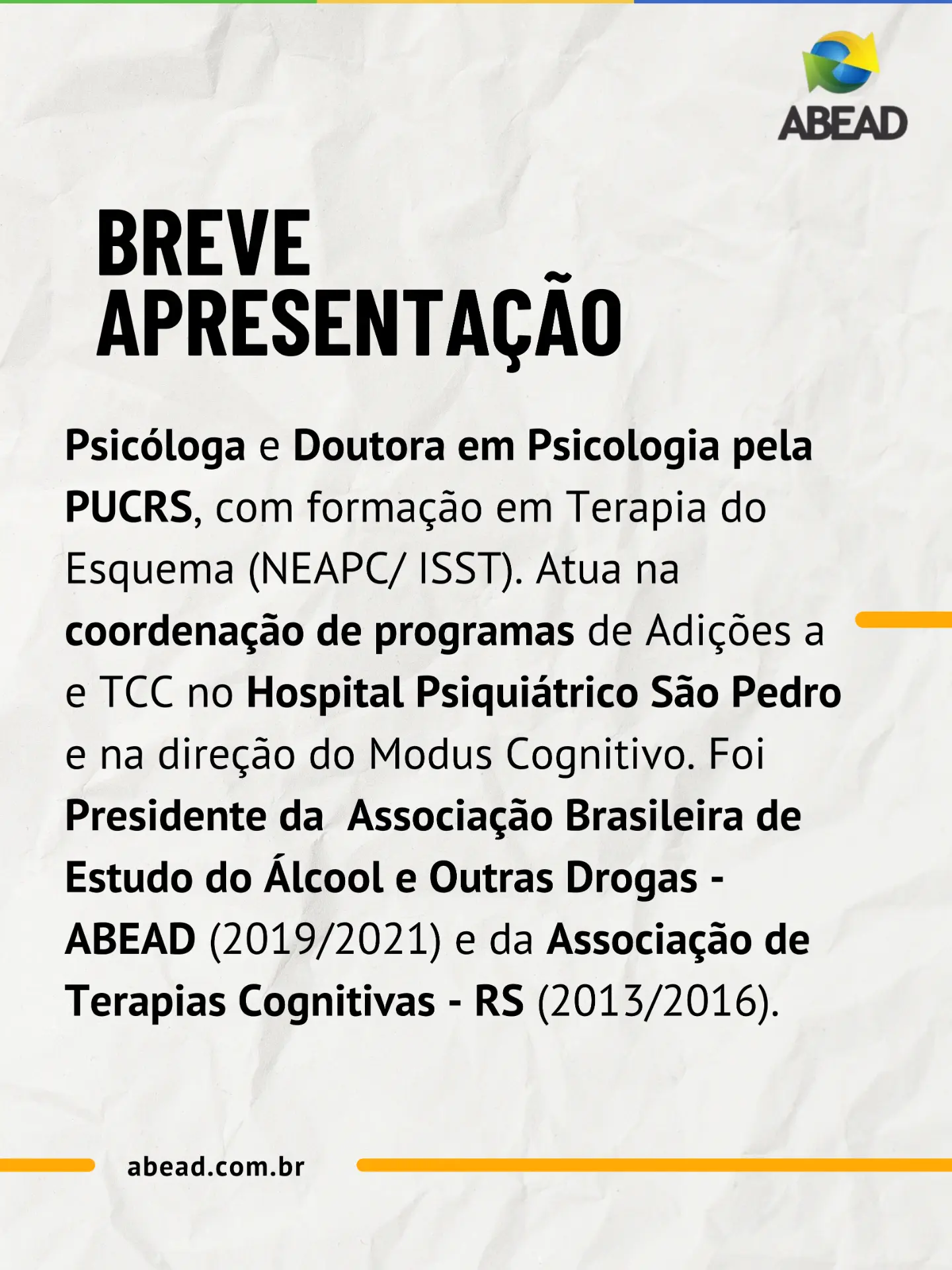 Breve apresentação da Dra. Renata Brasil Araujo.